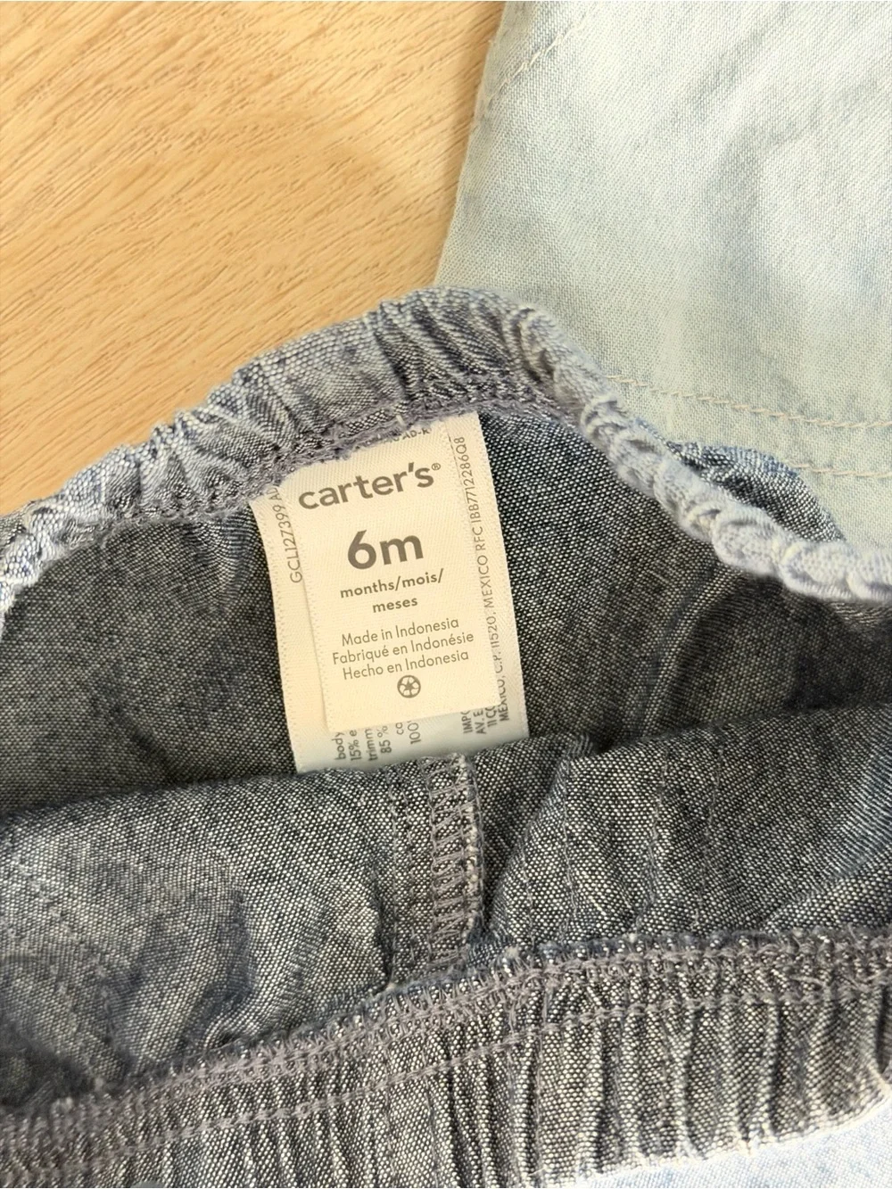Carter’s Elastic Waist Denim-Style Shorts - Light Blue & Dark Blue 6months